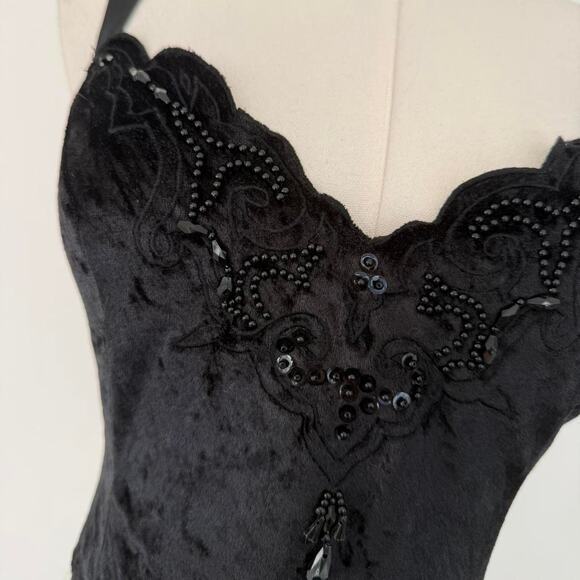 VINTAGE VICTORIA’S SECRET GOLD LABEL VELVET EMBELLISHED BODYSUIT - Picture 3 of 5